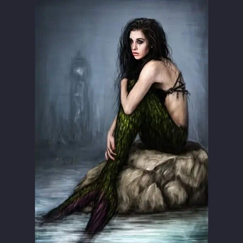 Modern Art Lonely Mermaid Canvas Print 11.8" x 15.7" Stunning! Home & Garden:Home Décor:Posters & Prints Style Your Walls